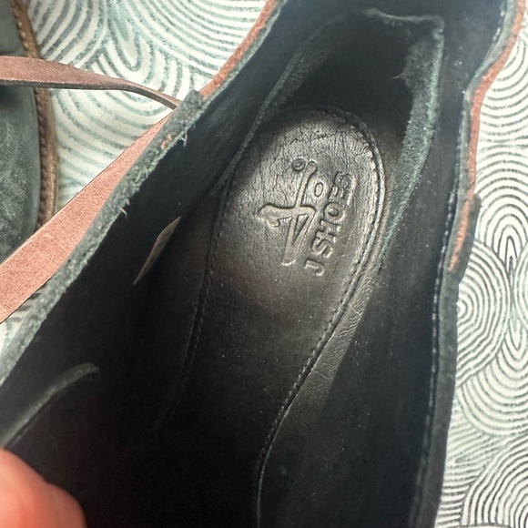 J Shoes Anthropologie Black Ankle Wrap Around Carson Mauve Leather Boots 8.5 - Picture 11 of 13